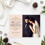 Vintage Blush Gold Married Christmas Wedding Photo Holiday Card<br><div class="desc">Elegant "We wish you a Married Christmas and Happy New Year" holiday photo cards for a newlywed couple includes an ornate antique gold and charcoal grey vintage typography design with beautiful scroll detail and custom text you can personalize with a sweet and simple message from the newly married couple. Pretty...</div>