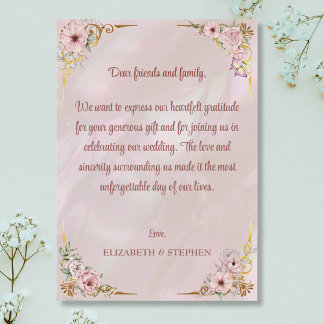 Vintage Blush Peony Thank You Card