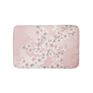 Vintage Blush PInk Cherry Blossom Bath Mat
