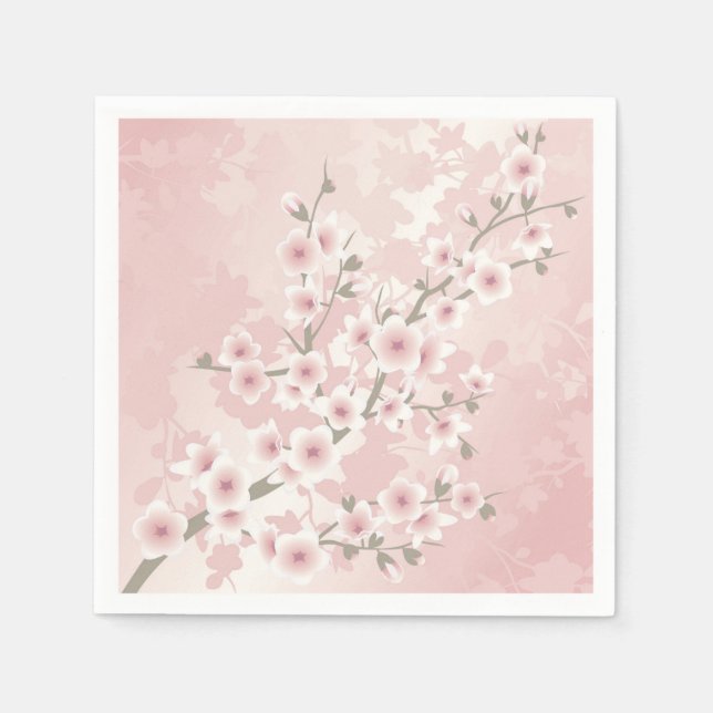 Vintage Blush PInk Cherry Blossom Napkin (Front)