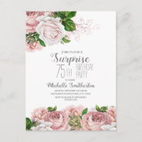 Vintage Blush Pink Floral 75th Birthday