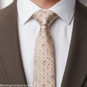 Vintage Blush Pink Floral Lattice Pattern Tie