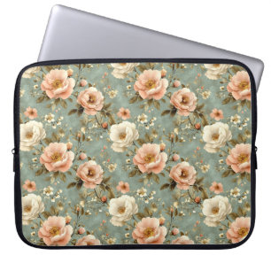 Vintage Blush Pink Floral Pattern Laptop Sleeve