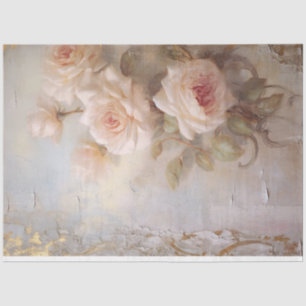 Vintage Blush Pink Roses Grunge Decoupage Tissue Paper