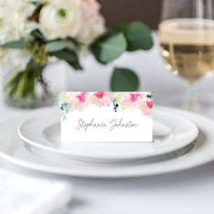 Vintage Blush Pink Spring Floral Wedding Place Card