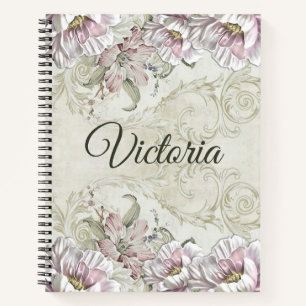 Vintage Blush Pink Victorian Floral Vines Notebook