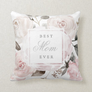 Vintage Blush Pink Watercolor Roses For Mom Throw Pillow