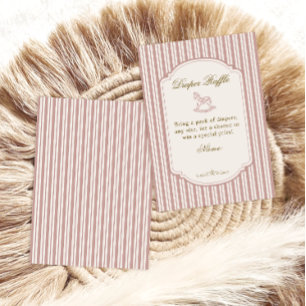 Vintage Blush Rocking Horse Diaper Raffle Card