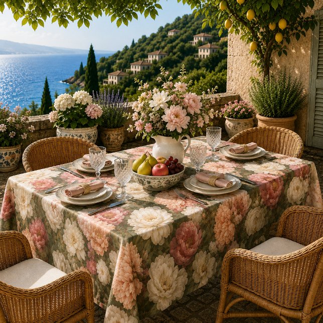 Vintage Blush Rose Floral Garden Pattern Tablecloth (Creator Uploaded)