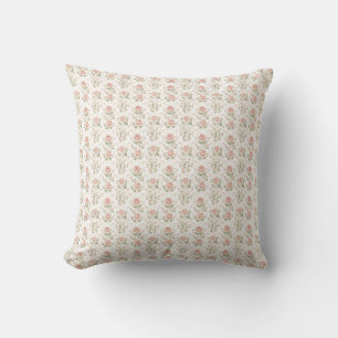 Vintage Blush Rose Floral Pattern Throw Pillow