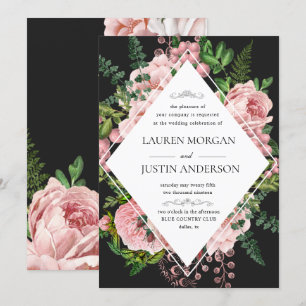 Vintage Blush Roses Élégant Mariage Invitation