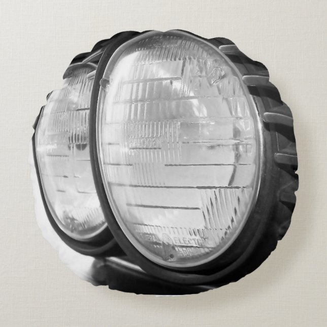 Vintage BMW headlights Round Pillow (Front)