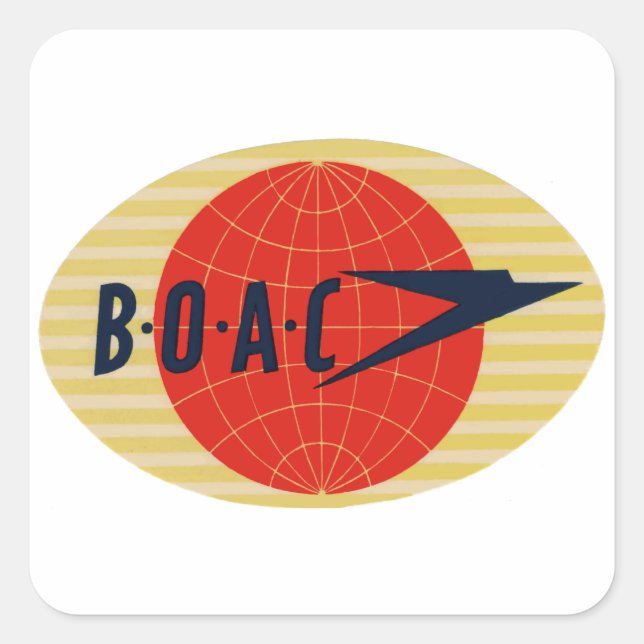 Vintage BOAC Airline Logo Square Sticker (Front)