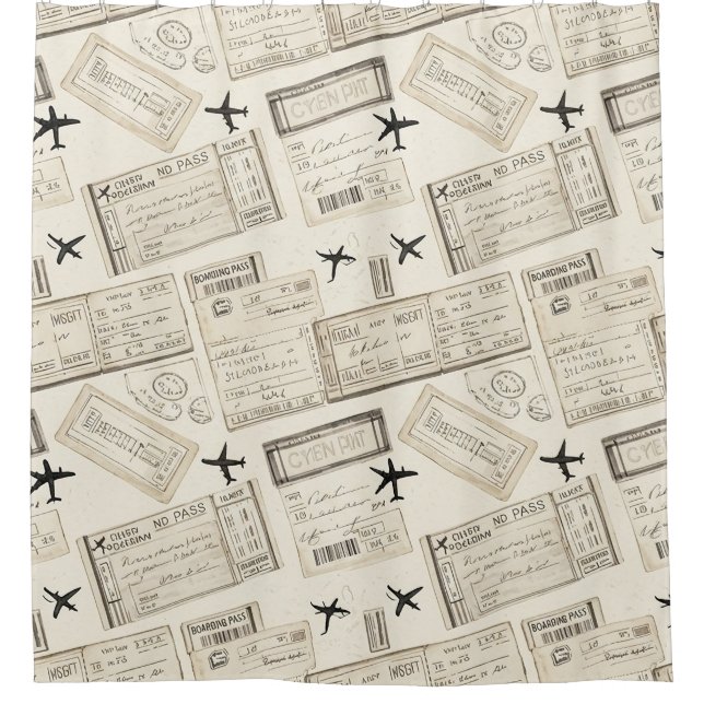 Vintage Boarding Pass Travel Pattern (Front)
