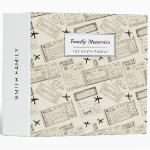 Vintage Boarding Pass Travel Pattern Binder