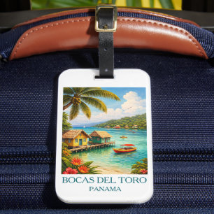 Vintage Bocas del Toro Panama Travel Tropical Luggage Tag