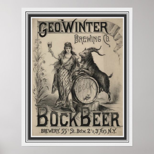 Vintage Bock Beer Poster 16 x 20 (Front)