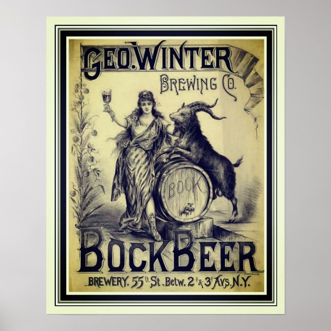 Vintage Bock Beer Poster 16 x 20 (Front)