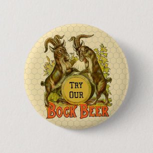 Vintage Bock Beer Poster: Antique Goat Saloon Bar 2 Inch Round Button