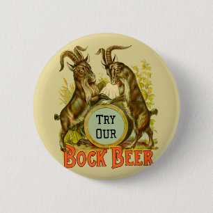 Vintage Bock Beer Poster: Antique Goat Saloon Bar 2 Inch Round Button