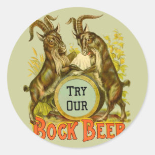 Vintage Bock Beer Poster: Antique Goat Saloon Bar  Classic Round Sticker
