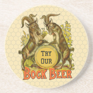 Vintage Bock Beer Poster: Antique Goat Saloon Bar Coaster