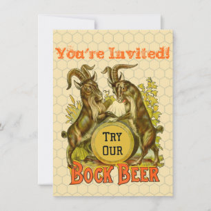 Vintage Bock Beer Poster: Antique Goat Saloon Bar  Invitation