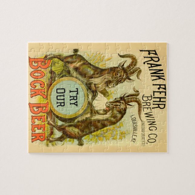 Vintage Bock Beer Poster: Antique Goat Saloon Bar  Jigsaw Puzzle (Horizontal)