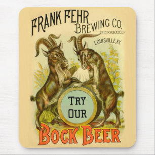Vintage Bock Beer Poster: Antique Goat Saloon Bar Mouse Pad