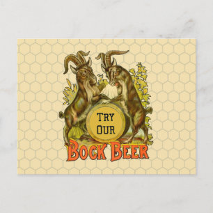 Vintage Bock Beer Poster: Antique Goat Saloon Bar Postcard