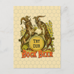 Vintage Bock Beer Poster: Antique Goat Saloon Bar Postcard