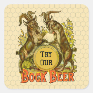 Vintage Bock Beer Poster: Antique Goat Saloon Bar  Square Sticker