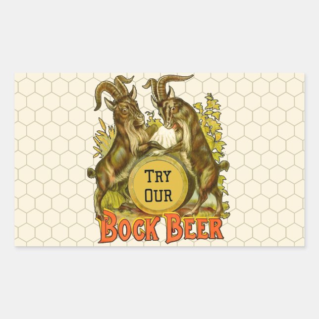 Vintage Bock Beer Poster: Antique Goat Saloon Bar  Sticker (Front)
