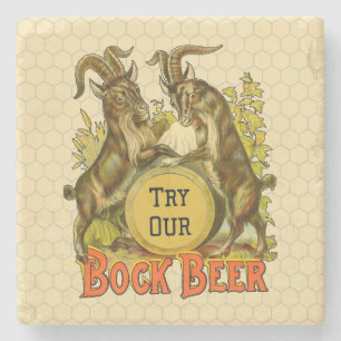 Vintage Bock Beer Poster: Antique Goat Saloon Bar Stone Coaster
