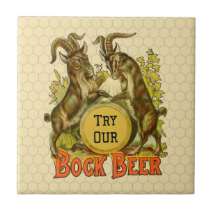 Vintage Bock Beer Poster: Antique Goat Saloon Bar Tile