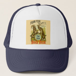 Vintage Bock Beer Poster: Antique Goat Saloon Bar Trucker Hat