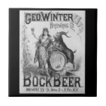 Vintage Bock Beer Tile<br><div class="desc">This is a charming poster produced by the George Winter Brewing Co. approx. 1900 to promote Bock Beer, from the historic collection of the Library of Congress. Image has been digitally repaired, with description as follows: Poster showing Columbia raising a glass of beer, posed with a keg and a billy...</div>