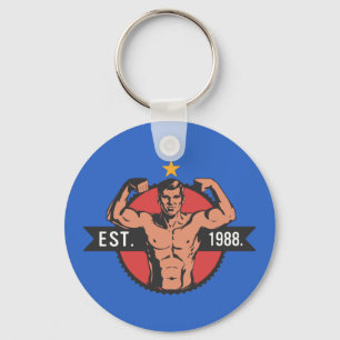 Vintage Bodybuilder EST 1988 Keychain