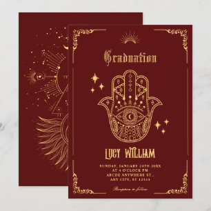 Vintage Bohemian art symbols graduation Invitation