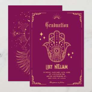 Vintage Bohemian art symbols graduation Invitation