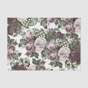 Vintage bohemian burgundy white roses floral tissue paper