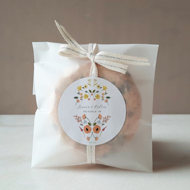 Vintage Bohemian Floral Wedding Classic Round Sticker (Creator Uploaded)