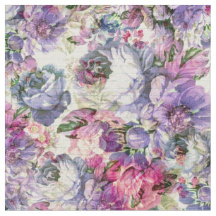 Vintage bohemian rustic pink lavender floral fabric