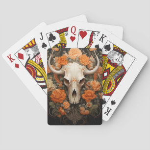 Vintage Bohemian Sugar Skull Bloom Playing Cards