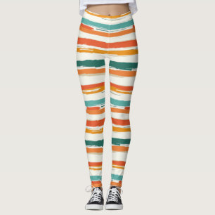 Vintage Bohemian Watercolor Striped (1) Leggings