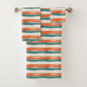 Vintage Bohemian Watercolor Striped (2) Bath Towel Set