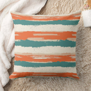 Vintage Bohemian Watercolor Striped (2) Throw Pillow