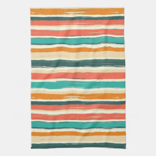 Vintage Bohemian Watercolor Striped (3) Kitchen Towel