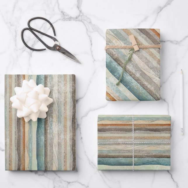 Vintage Boho Beach Vibes Patterned Wrapping Paper Sheet (Front)
