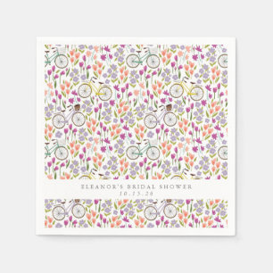 Vintage Boho Bicycle Floral Custom Bridal Shower  Napkin